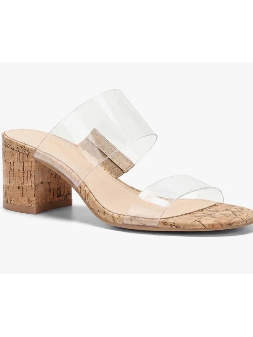 Coutgo Women’s Clear PVC Slide Sandals Slip-On Block Heel Size 9.5